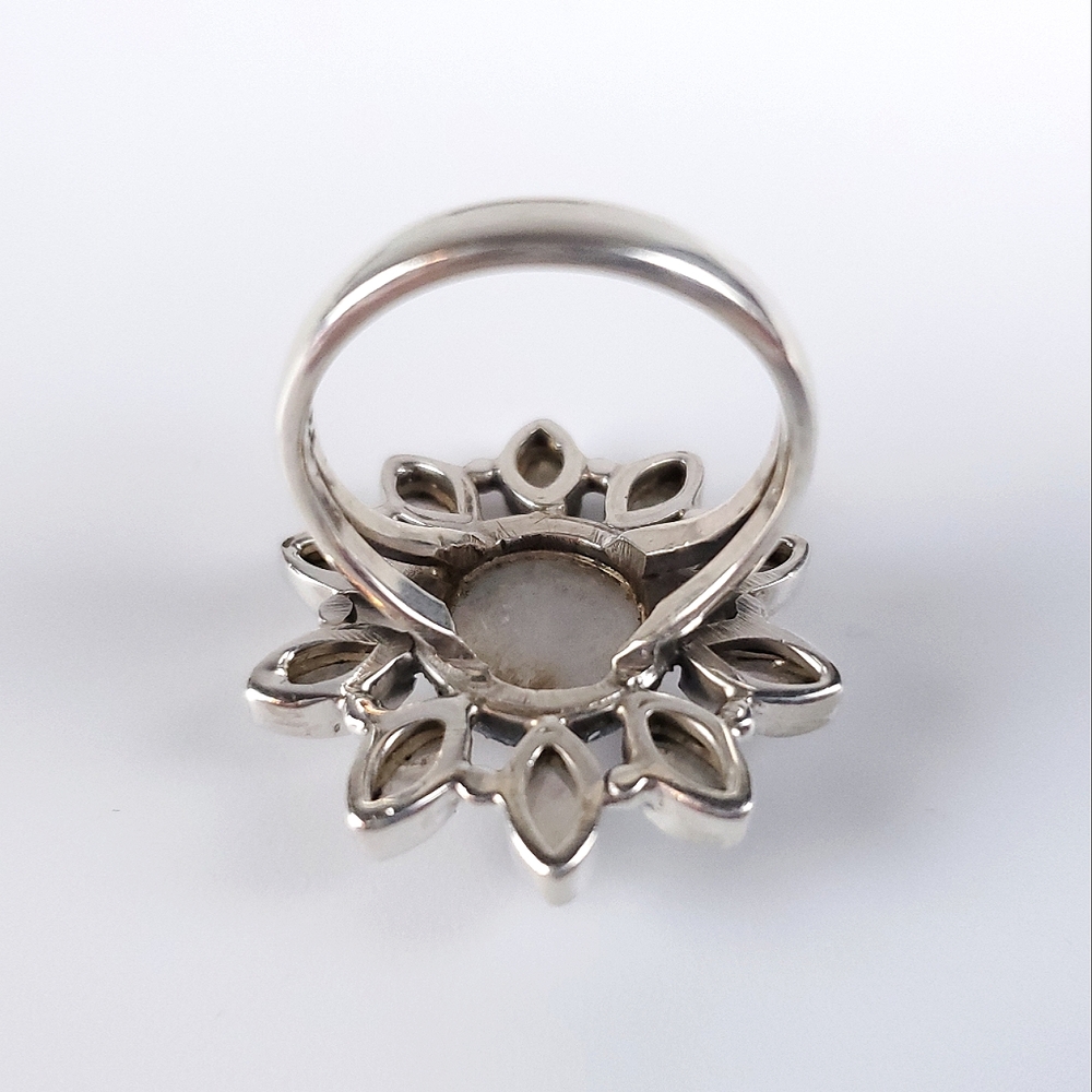 925 Sterling Silver Flower Starburst Rainbow Moonstone Ring New Size 7.75 - Picture 12 of 16